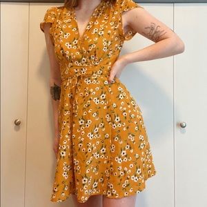 Beautiful floral golden summer dress